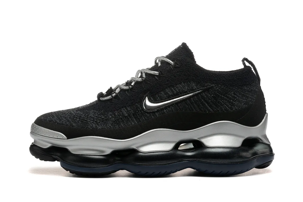 Nike Black Silver Knit Sock-Fit Upper Sculpted Midsole Lifestyle Sneakers 4