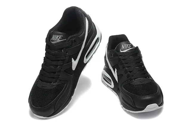 Nike Black White Mesh And Synthetic Upper Swoosh Overlay Lifestyle Sneakers 3