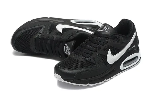 Nike Black White Mesh And Synthetic Upper Swoosh Overlay Lifestyle Sneakers 4
