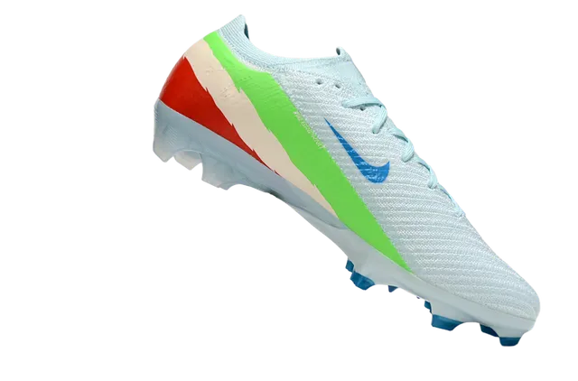 Nike Blue Beige Flyknit Upper Asymmetrical Lacing Firm-Ground Soccer Shoes 2