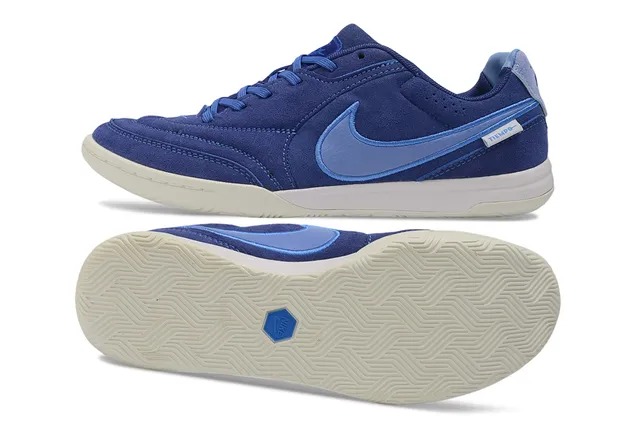Nike Chaussures de soccer indoor à lacets bout bas en daim bleu marine 6