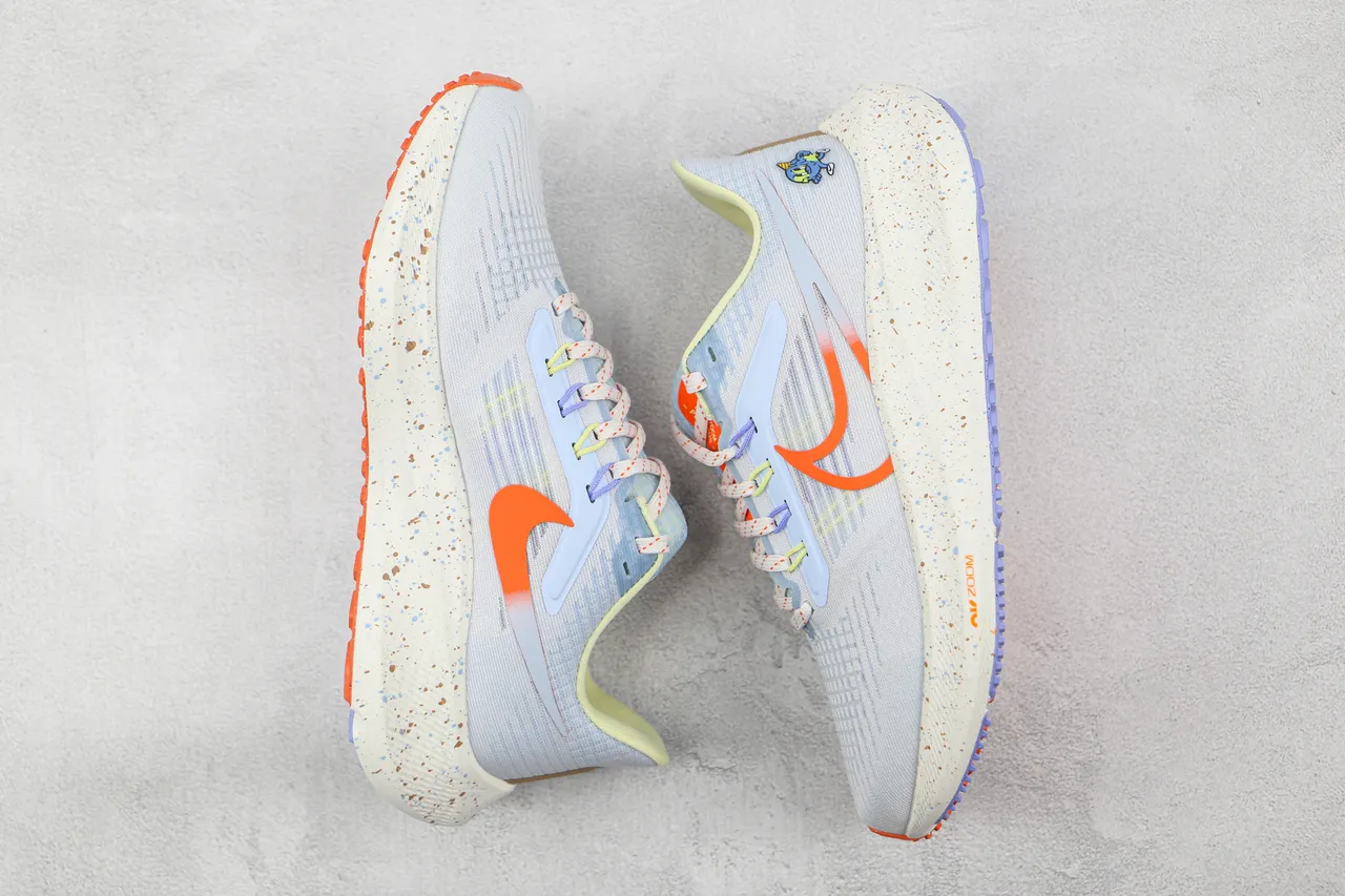 Nike Blue Orange Knit Mesh Upper Speckled Foam Midsole Running Shoes 2