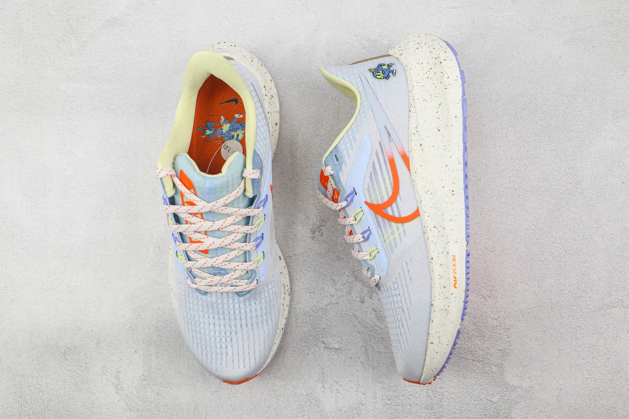 Nike Blue Orange Knit Mesh Upper Speckled Foam Midsole Running Shoes 3