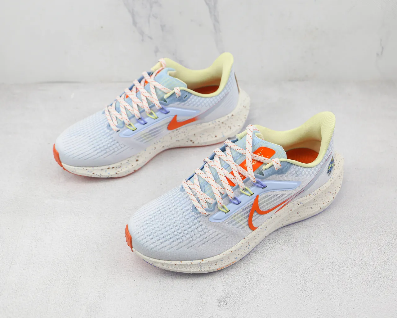 Nike Blue Orange Knit Mesh Upper Speckled Foam Midsole Running Shoes 4
