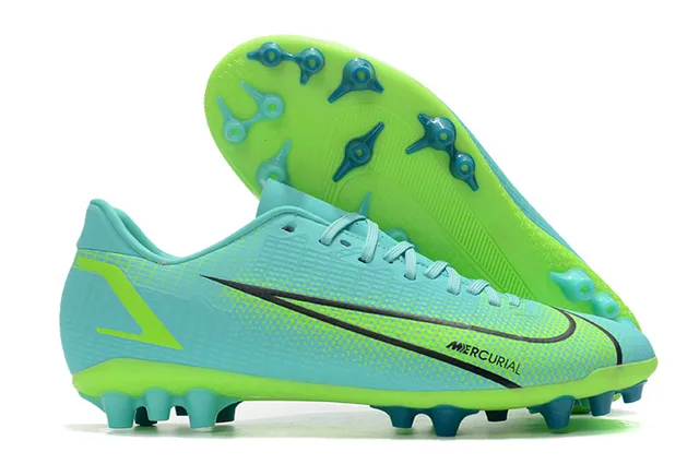 Nike Bleu Orange Bas en Coupe Haut Synthétique Panneau Texturé à Grille Panneau de Vitesse Sol Ferme Chaussures de Football 2