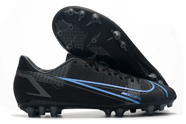 Nike Bleu Orange Bas en Coupe Haut Synthétique Panneau Texturé à Grille Panneau de Vitesse Sol Ferme Chaussures de Football 5
