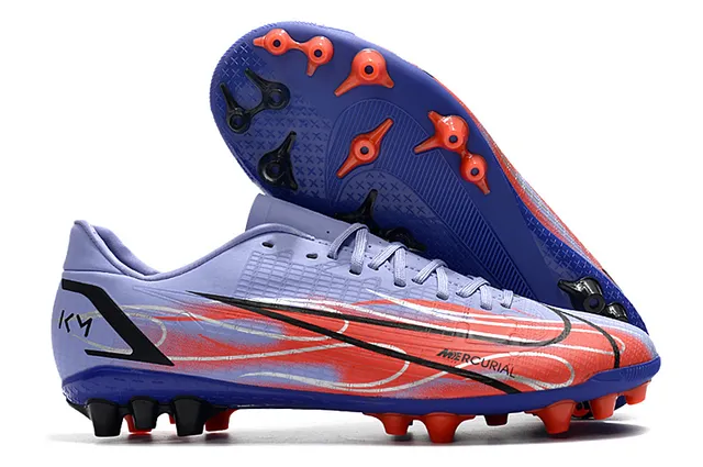Nike Bleu Orange Bas en Coupe Haut Synthétique Panneau Texturé à Grille Panneau de Vitesse Sol Ferme Chaussures de Football 10