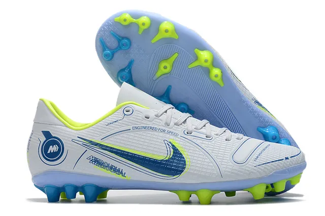 Nike Bleu Orange Bas en Coupe Haut Synthétique Panneau Texturé à Grille Panneau de Vitesse Sol Ferme Chaussures de Football 14