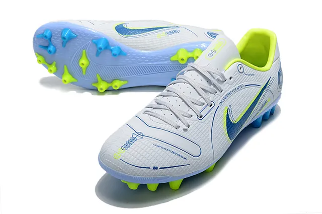 Nike Bleu Orange Bas en Coupe Haut Synthétique Panneau Texturé à Grille Panneau de Vitesse Sol Ferme Chaussures de Football 19