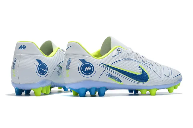 Nike Bleu Orange Bas en Coupe Haut Synthétique Panneau Texturé à Grille Panneau de Vitesse Sol Ferme Chaussures de Football 20