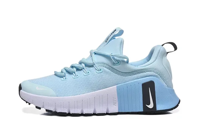 Nike Blue White Knit Upper Caged Heel Counter Lifestyle Sneakers 6