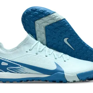 Nike Blue White Knit Upper Dynamic Cage Overlay Turf Soccer Shoes
