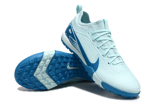 Nike Chaussures de football bleu blanc upper de knit dynamic cage overlay turf 3