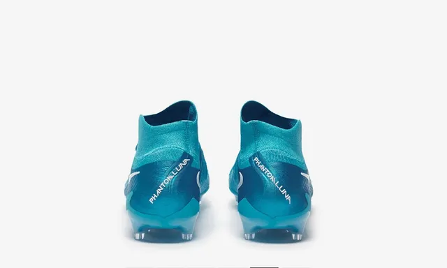 Nike Blue White Knitted Flyknit Upper Sock-Fit Collar Firm-Ground Soccer Shoes 3