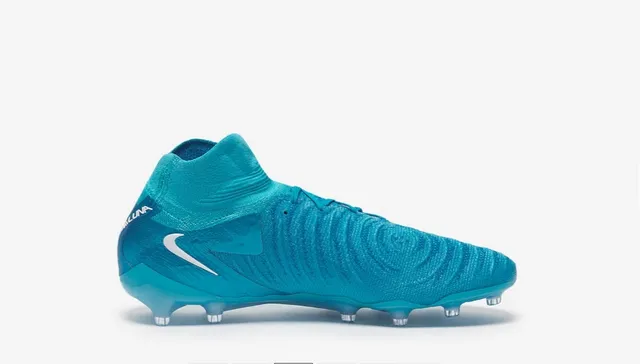 Nike Blue White Knitted Flyknit Upper Sock-Fit Collar Firm-Ground Soccer Shoes 5