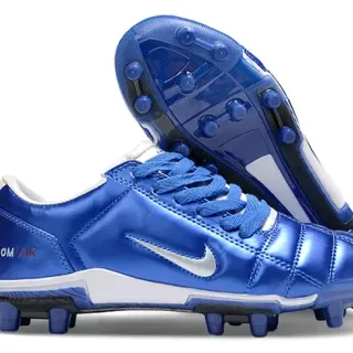 Nike Blue White Metallic Quilted Upper Low-Cut Lace-Up Firm-Ground Soccer Shoes