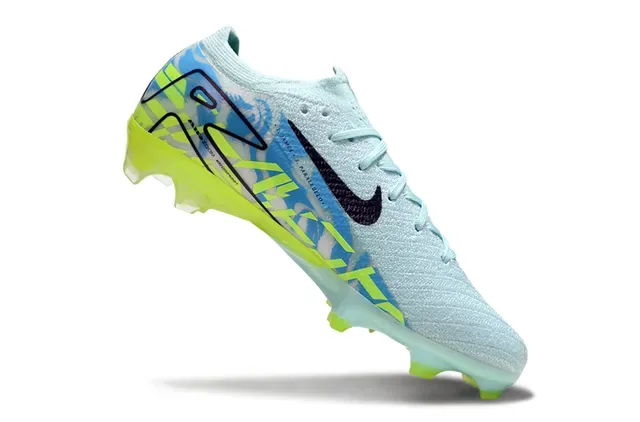 Nike Blue Yellow Flyknit Upper Low-Cut Collar Firm-Ground Soccer Shoes 2