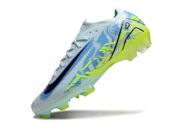 Nike Blue Yellow Flyknit Upper Low-Cut Collar Firm-Ground Soccer Shoes 3
