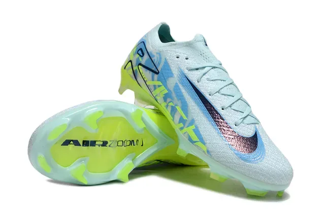 Nike Blue Yellow Flyknit Upper Low-Cut Collar Firm-Ground Soccer Shoes 4