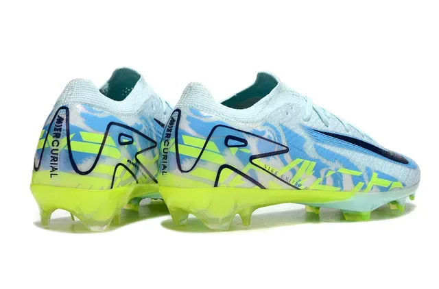 Nike Blue Yellow Flyknit Upper Low-Cut Collar Firm-Ground Soccer Shoes 5