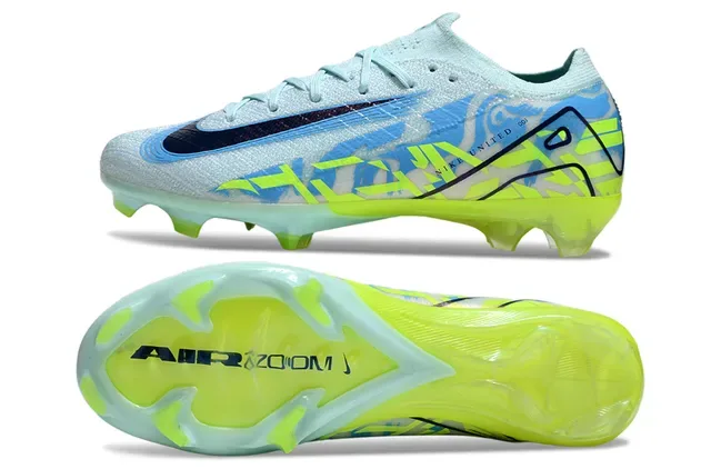 Nike Blue Yellow Flyknit Upper Low-Cut Collar Firm-Ground Soccer Shoes 6