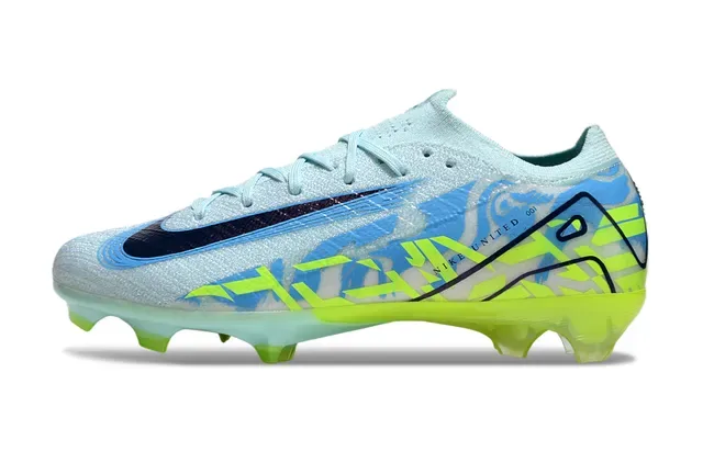 Nike Blue Yellow Flyknit Upper Low-Cut Collar Firm-Ground Soccer Shoes 7