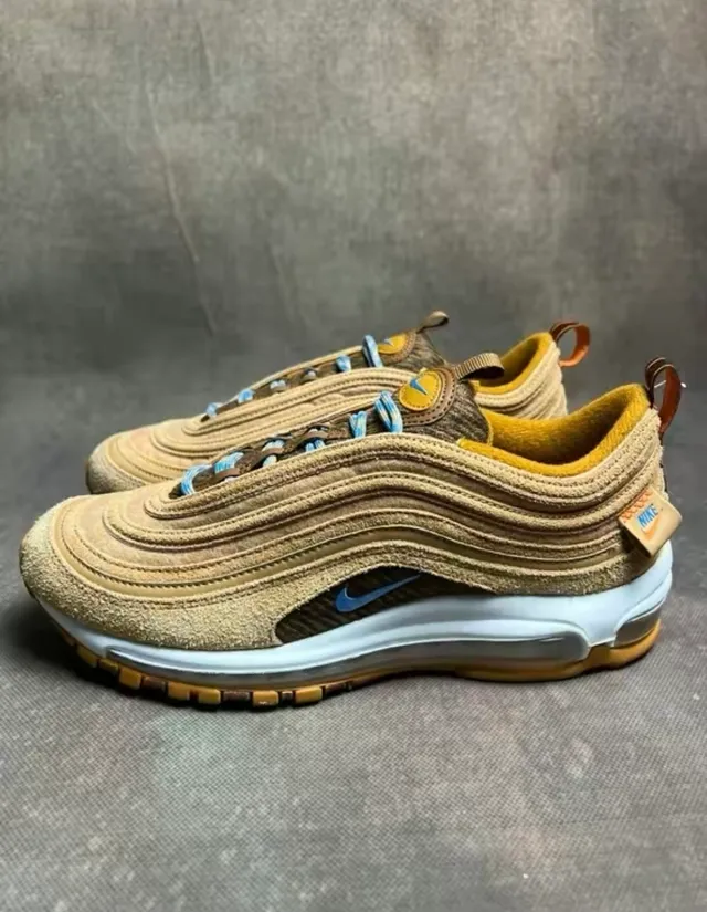Nike Brown Blue Wavy Layered Upper Suede And Textile Construction Lifestyle Sneakers 2