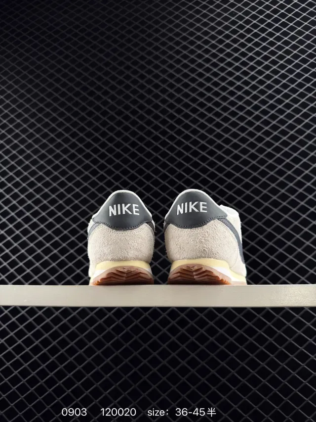 Nike Cortez Beige Suede Black Swoosh Lifestyle Sneakers 3