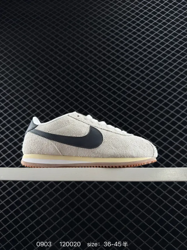 Nike Cortez Beige Suede Black Swoosh Lifestyle Sneakers 6