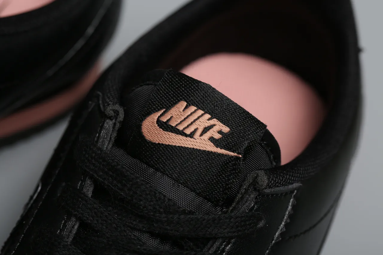 Nike Cortez Black Pink Leather And Synthetic Upper Rose Gold Metallic Accents Lifestyle Sneakers 2