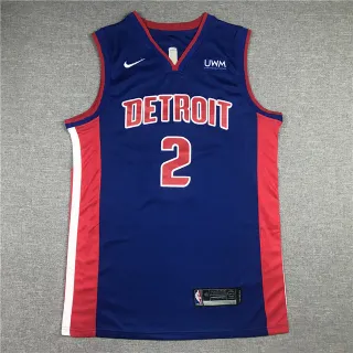 Nike Detroit Pistons Cade Cunningham #2 Navy Red V-Neck Sleeveless Side Stripes Jersey