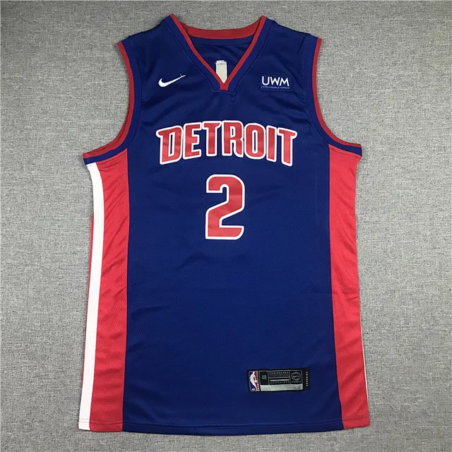 Nike Detroit Pistons Cade Cunningham #2 Navy Red Maillot Col V Sans manches Rayures latérales 2