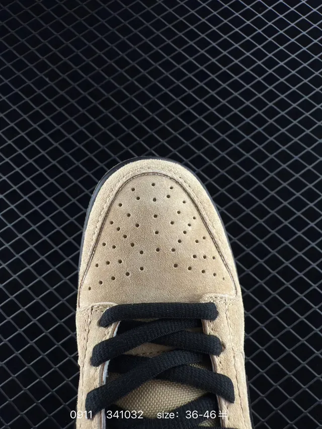 Nike Dunk Low Beige Suede Black Swoosh Lifestyle Sneakers 2
