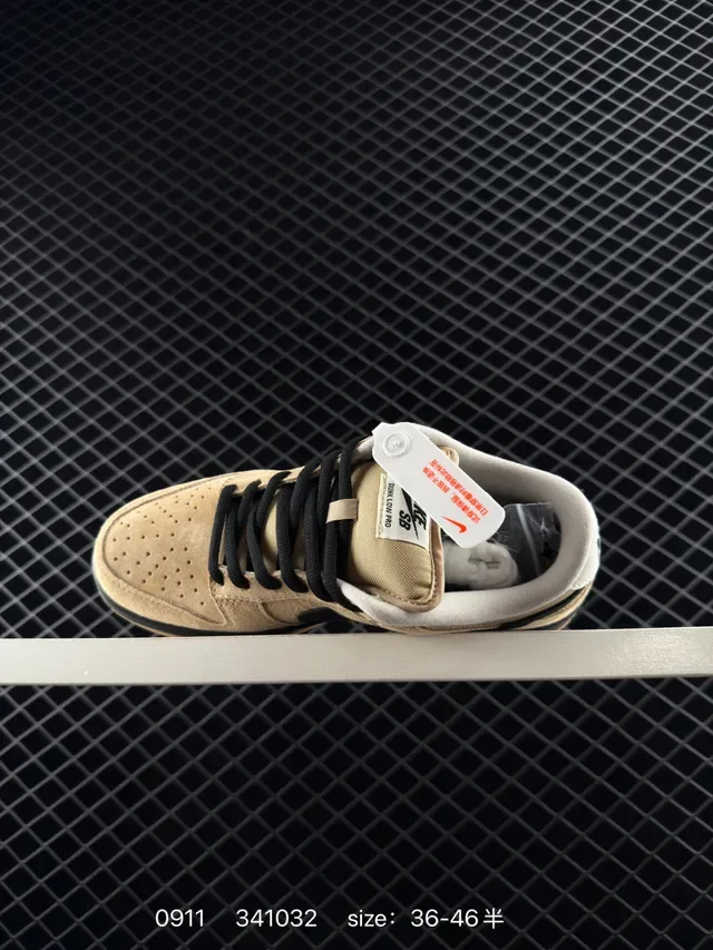 Nike Dunk Low Beige Suede Black Swoosh Lifestyle Sneakers 5