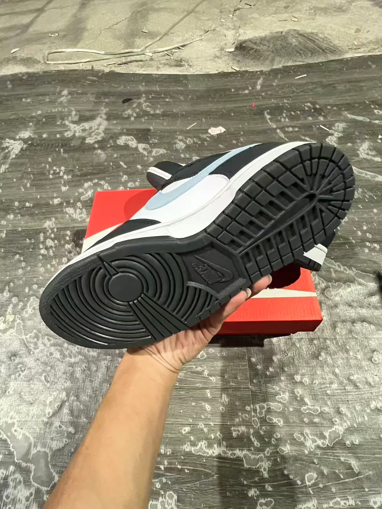 Nike Dunk Low Black White Light Blue Lifestyle Sneakers 6