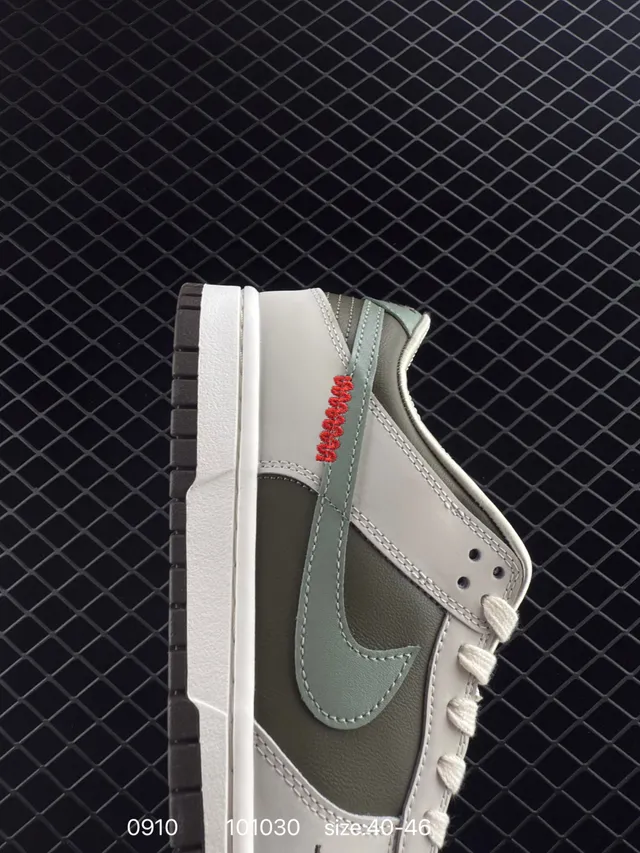 Nike Dunk Low Olive Gray Red Embroidered Skateboard Shoes 4