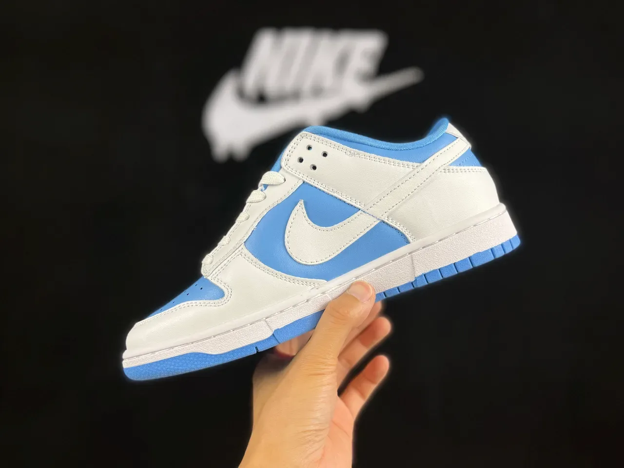Nike Dunk Low White and Light Blue Lifestyle Sneakers 7