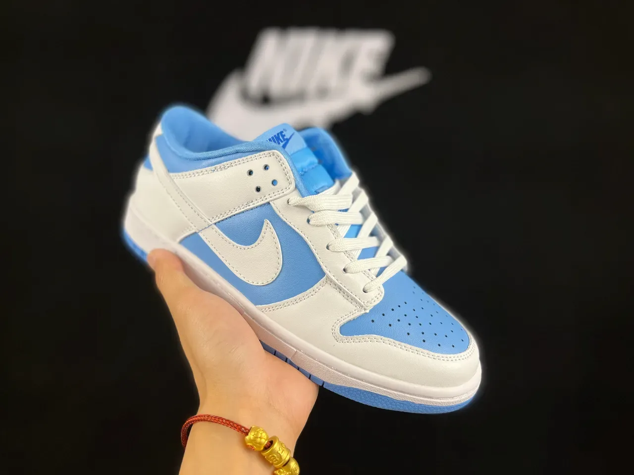 Nike Dunk Low White and Light Blue Lifestyle Sneakers 9