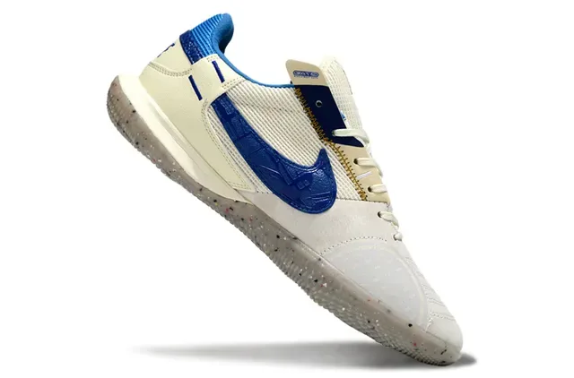 Nike Gato Blue Yellow Suede Upper Perforated Swoosh Overlay Indoor Soccer Shoes 2