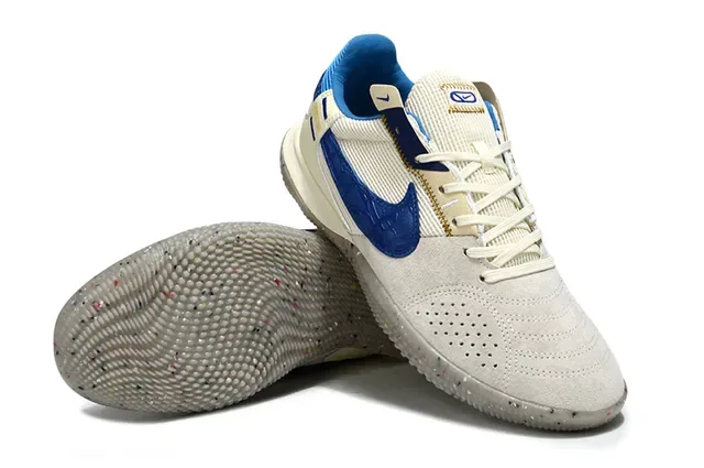 Nike Gato Blue Yellow Suede Upper Perforated Swoosh Overlay Indoor Soccer Shoes 4