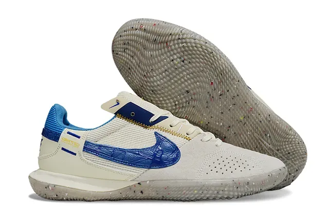 Nike Gato Blue Yellow Suede Upper Perforated Swoosh Overlay Indoor Soccer Shoes 6