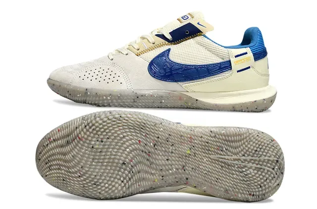 Nike Gato Blue Yellow Suede Upper Perforated Swoosh Overlay Indoor Soccer Shoes 7