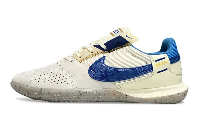 Nike Gato Blue Yellow Suede Upper Perforated Swoosh Overlay Indoor Soccer Shoes 8