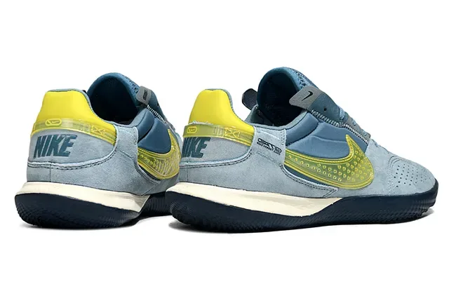 Nike Gato Blue Yellow Suede Upper Perforated Swoosh Overlay Indoor Soccer Shoes 19