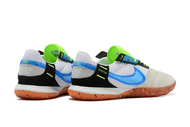Nike Gato Blanc Bleu Bas Perforé Daim-Mesh Supérieur Chaussures de Football Indoor 2