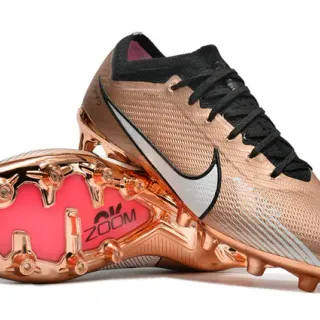 Nike Gold Black Metallic Synthetic Upper Sock-Fit Collar Firm-Ground Soccer Shoes