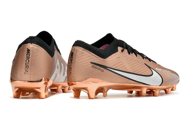 Nike Gold Black Metallic Synthetic Upper Sock-Fit Collar Firm-Ground Soccer Shoes 4