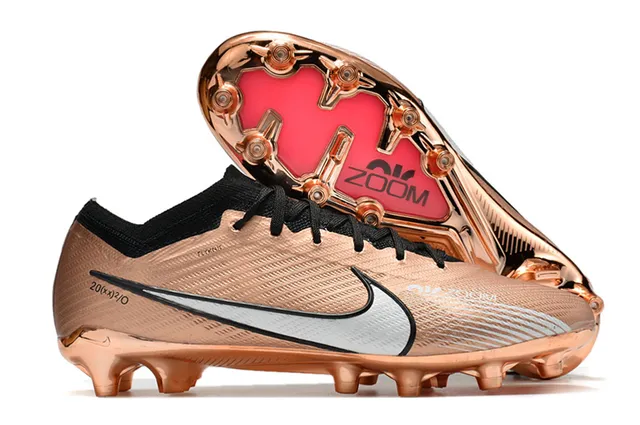 Nike Gold Black Metallic Synthetic Upper Sock-Fit Collar Firm-Ground Soccer Shoes 5