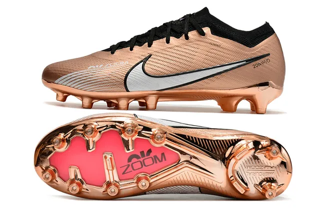 Nike Gold Black Metallic Synthetic Upper Sock-Fit Collar Firm-Ground Soccer Shoes 6