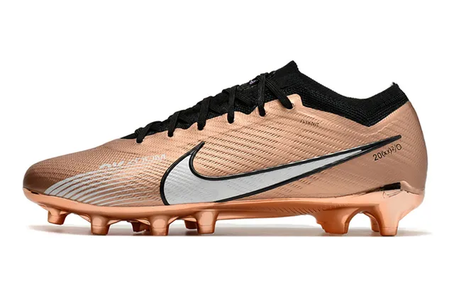 Nike Gold Black Metallic Synthetic Upper Sock-Fit Collar Firm-Ground Soccer Shoes 7